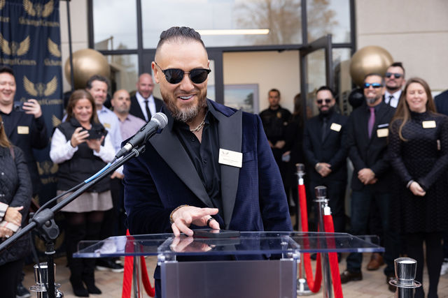 Mike Sorrentino at the podium during the grand opening